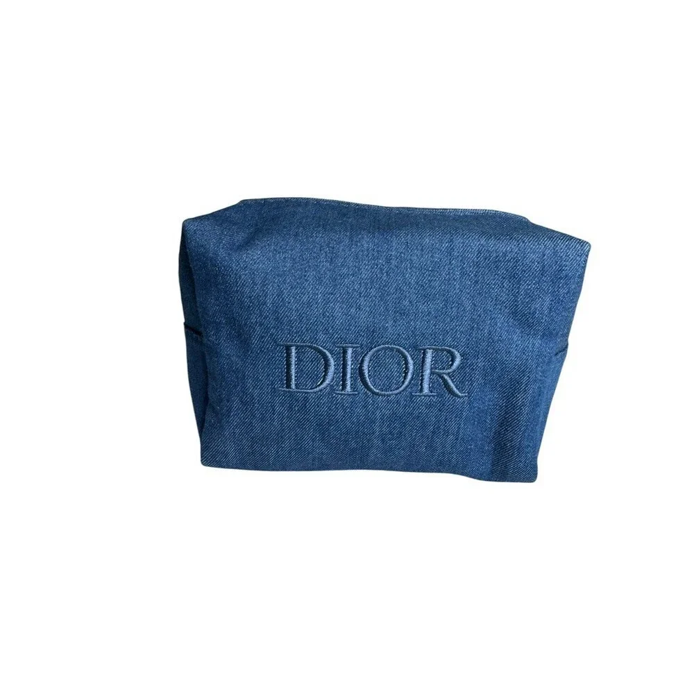 Dior Beauty Limited Edition Denim Cosmetic Pouch star zipper pull new